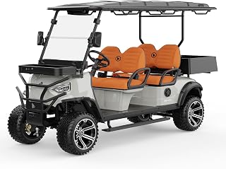 4-Seater Electric Shuttle Golf Cart 48V 5KW IP67 Waterproof - 25MPH Top Speed 50-60km Range with LED Lights, Disc Brakes & 5-Hour Quick Charging
