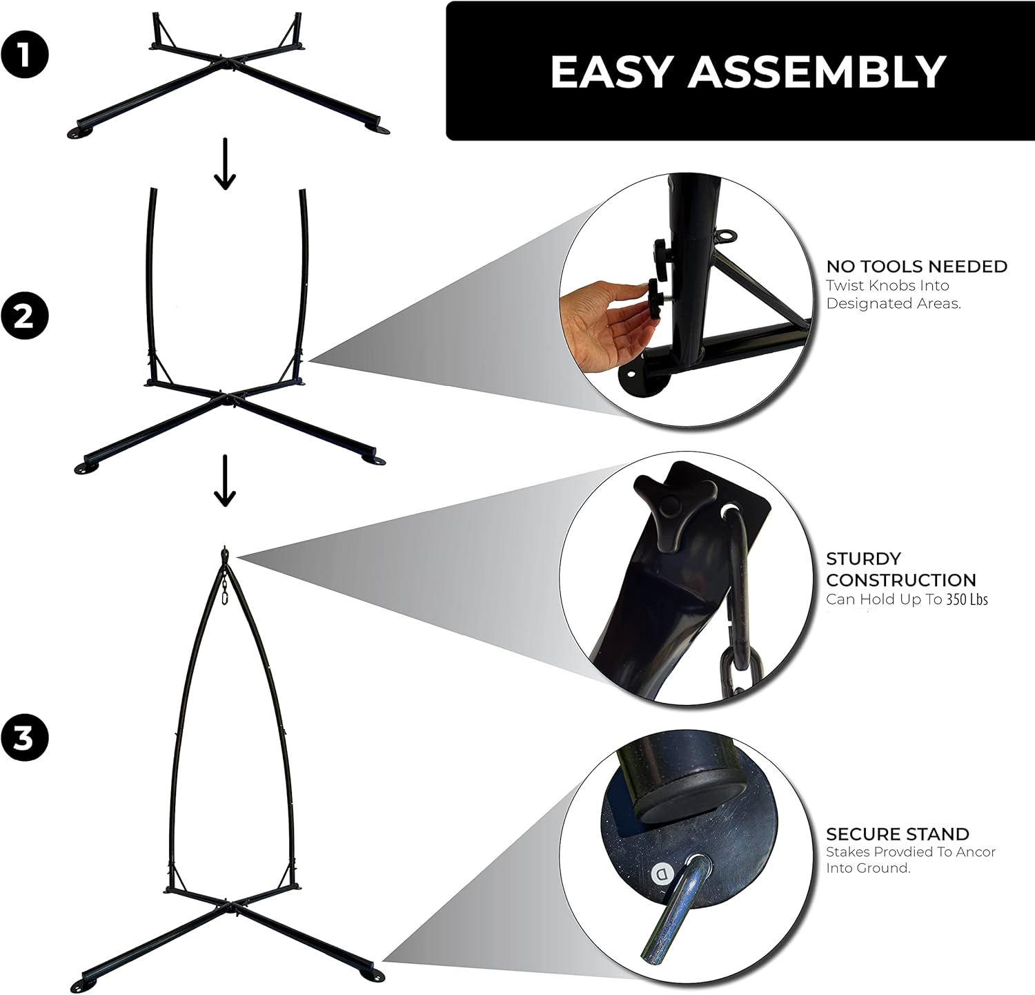 Backyard Expressions Hammock Swing Stand for Indoor/Outdoor, Heavy Duty Hanging Chair Stand