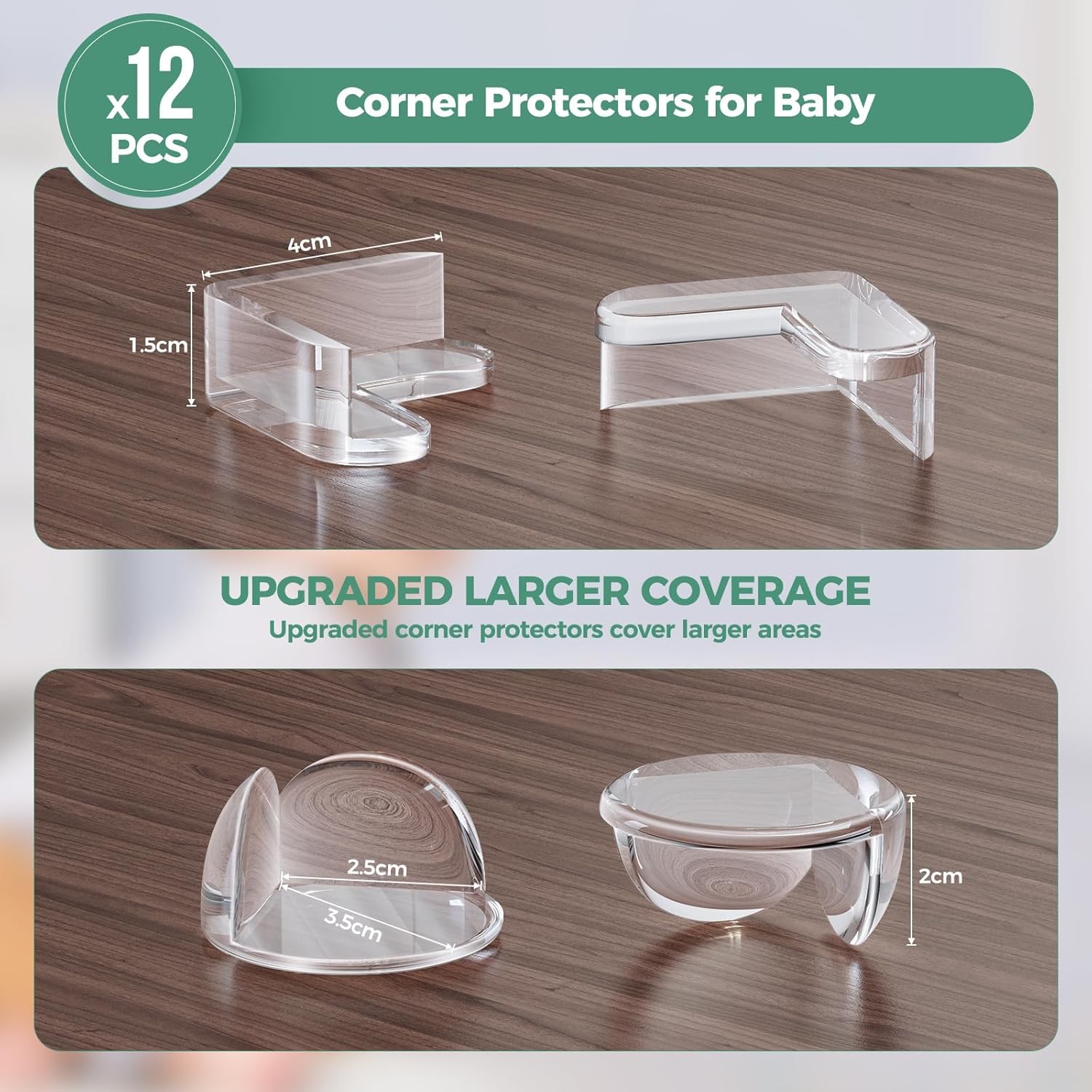 Corner Protectors Baby, 12 Pack Baby Proofing Corners and Edges, Baby Corner Protector Guards with Strong Adhesion, Furniture Corner Guard & Edge Safety Bumpers Clear