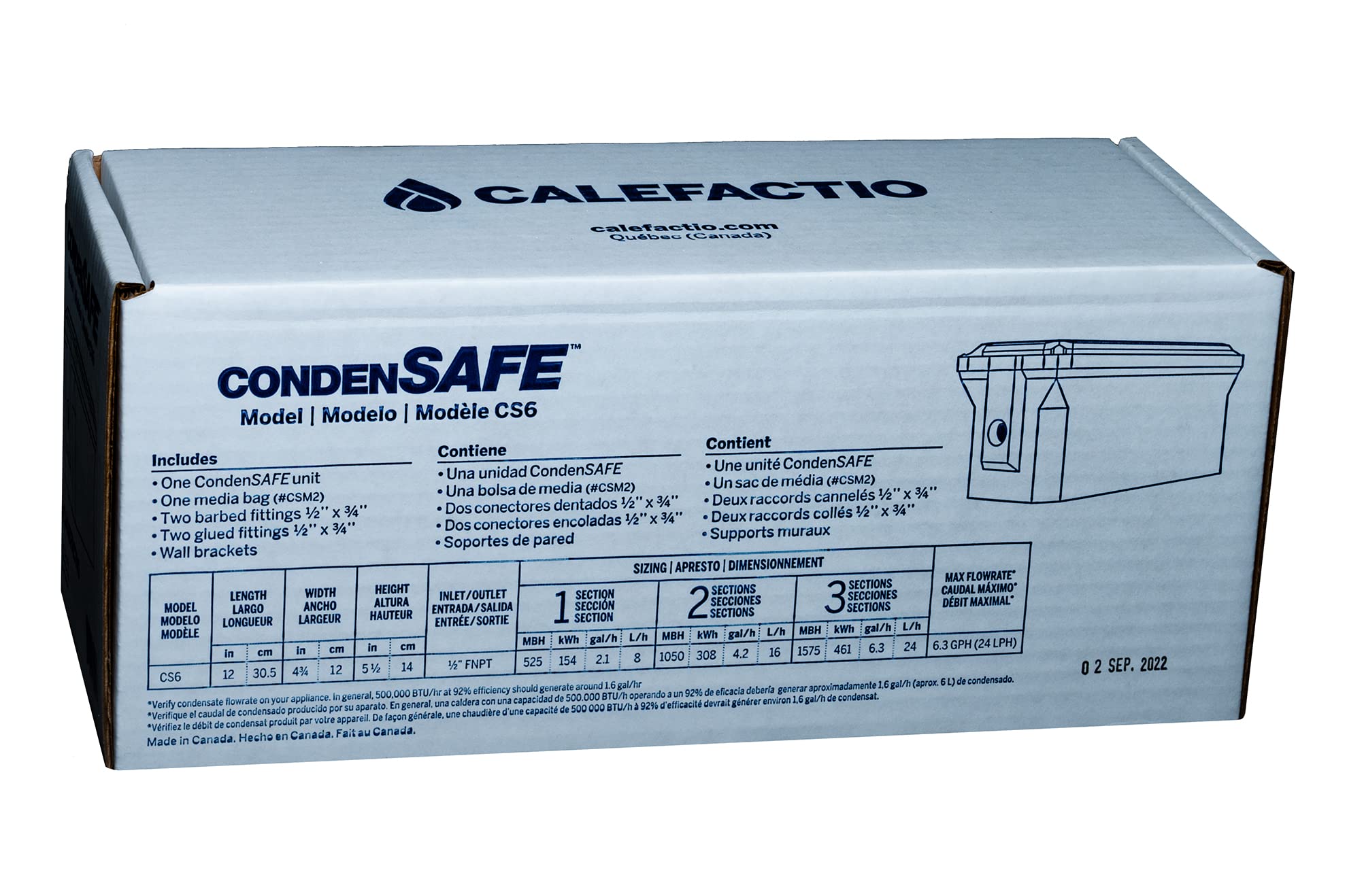 Amazon.com: Calefactio CS6 CondenSAFE Condensate Neutralizer Kit 2.1-6.3  GPH 525-1575K BTU : Industrial u0026 Scientific