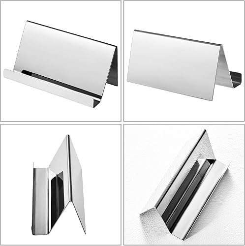 Vista 2 de Maxdot 2 Pack Stainless Steel Business Cards Holders Desktop Credit Name Card Display Organizer for Business Mental Name Case Rack for Office Home