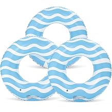 3 PCS Large Striped Pool Floats for Adults -35 inch Swimming Rings Tubes -Yellow/Pink/Blue Inflatable Pool Float Tube for Adults Pool Floats for The Beach, Party, Vacation