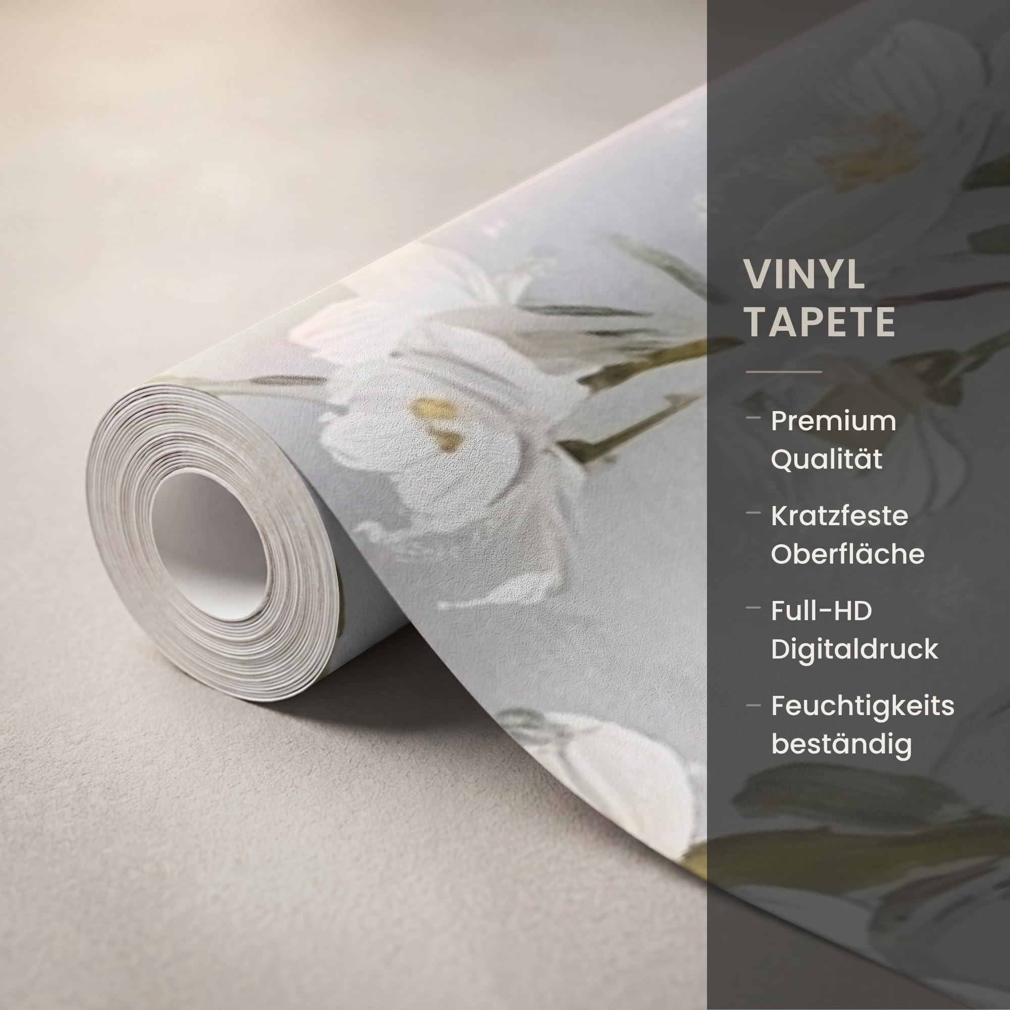 Vinyl Tapete Premium 300x260 cm Wohnzimmer Schlafzimmer Küche Flur Moderne Wand Tapeten Wallpaper For Living Room Bedroom Vasen - Blumen - Orange