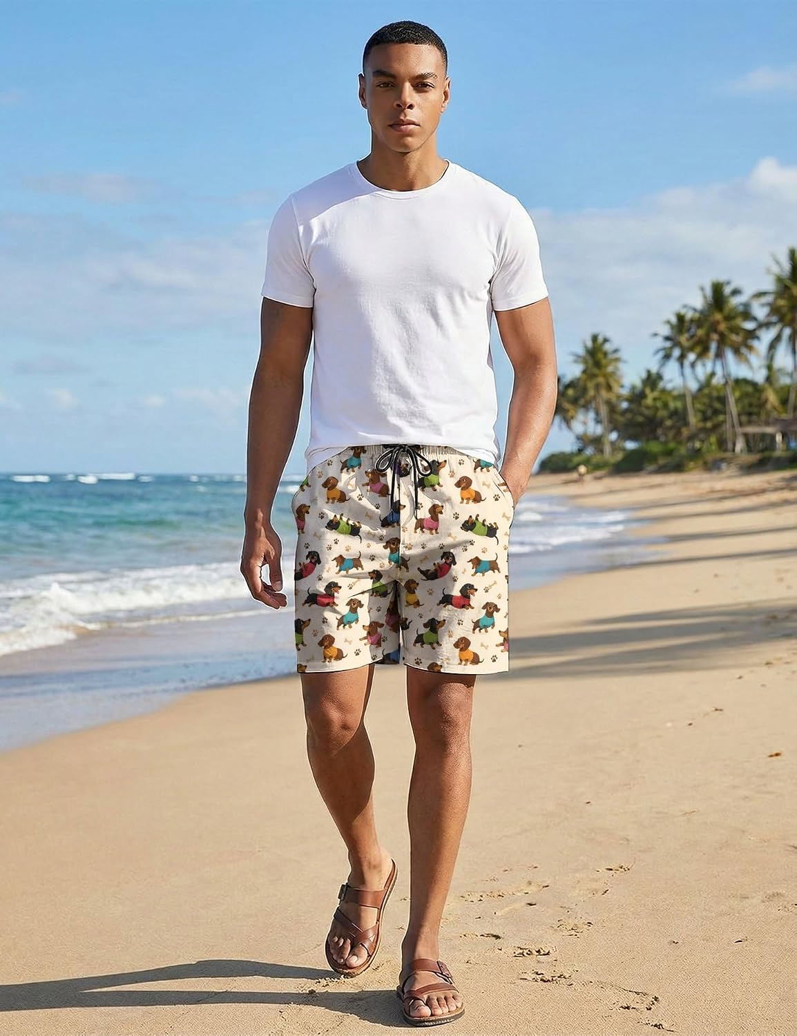 Men's Golf And Beer Pajama Shorts Soft Lounge Pants Elastic Waistband with Pockets Comfortable Bottoms for Dad Gift
