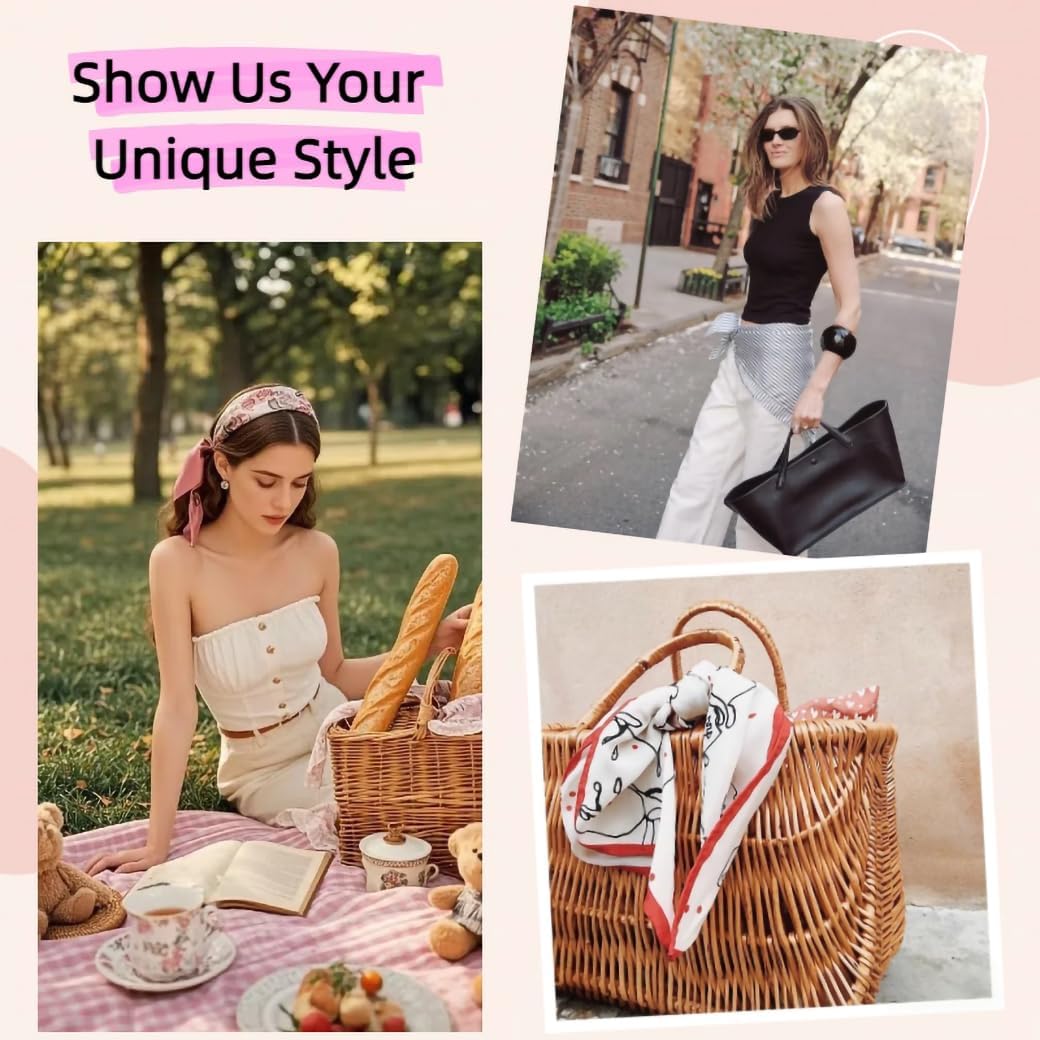 Satin Head Scarf Bandanas for Women Fashion Lightweight Silk Hair Scarves Neck Sleeping Headscarf Wrap 27.5" Square - Image 6