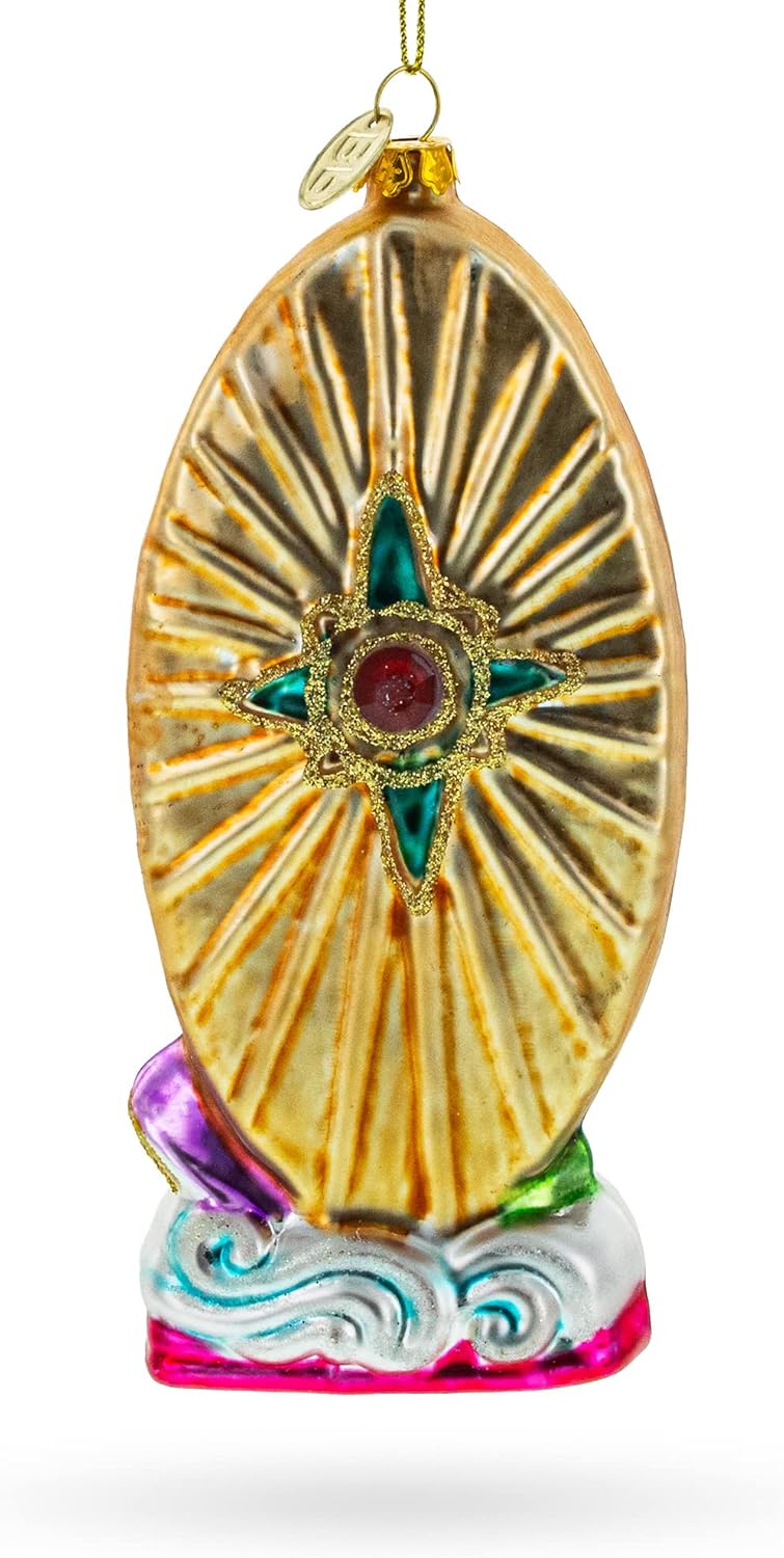 Reverent Virgin Mary Blown Glass Christmas Ornament - Image 7