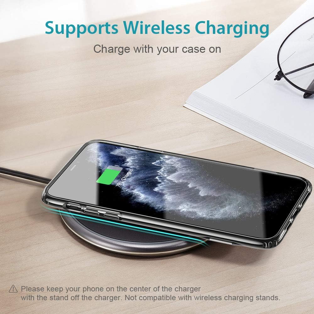 ESR Metal Kickstand Case for iPhone 5.8", [Vertical and Horizontal Stand] [Reinforced Drop Protection] Flexible TPU Soft Back for iPhone 5.8" (2019), Transparent Black