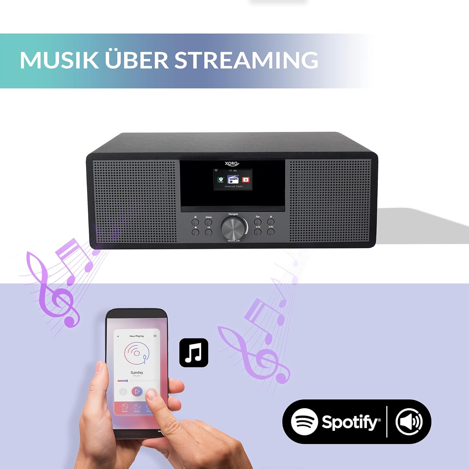 XORO HMT 600 V2 streaming music via Spotify Connect