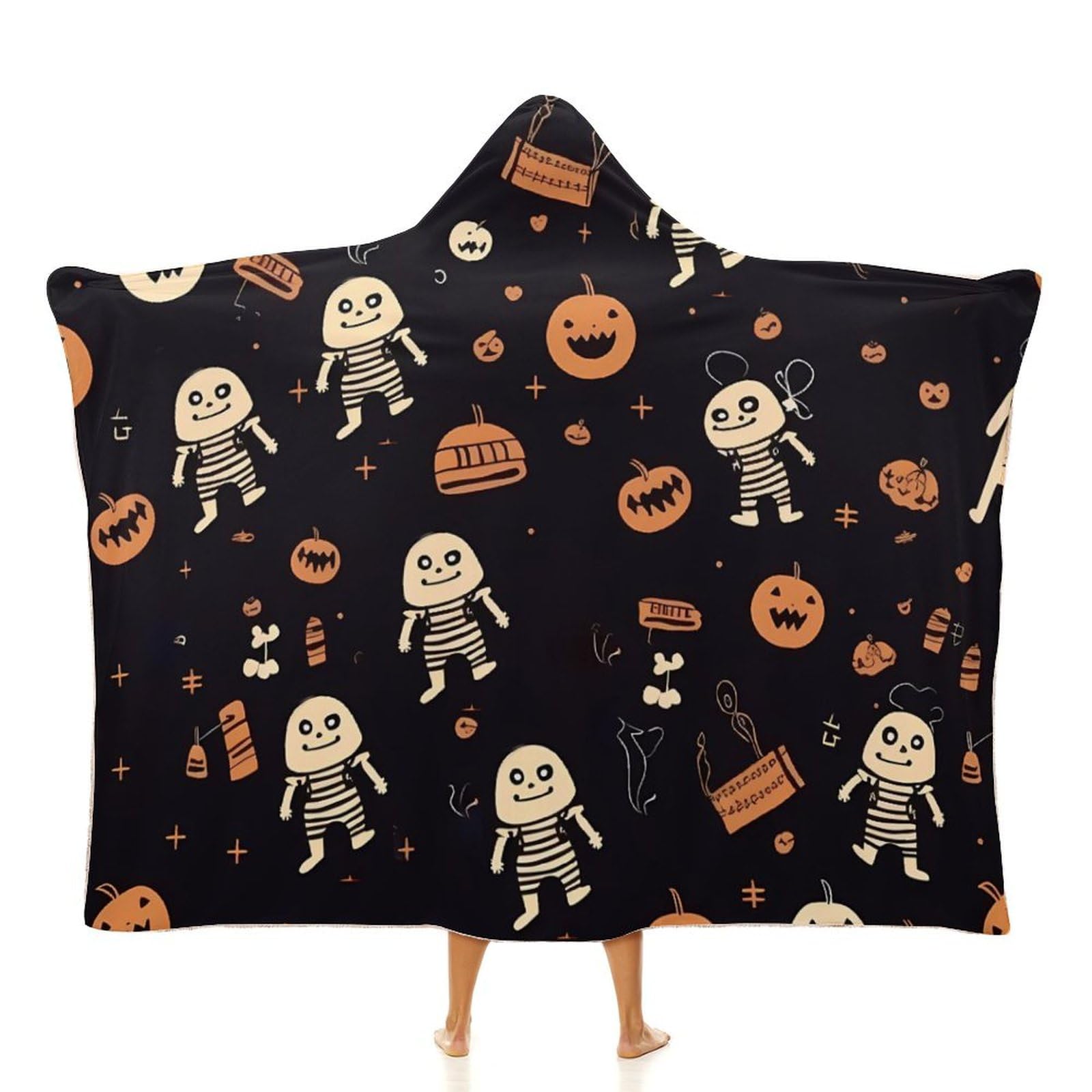 Couverture à capuche Halloween imprimée plaid canapé bureau voyage - 8