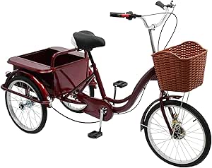 Erwachsenen Dreirad Mit Korb - Senioren Trike Bis 150kg In Weinrot