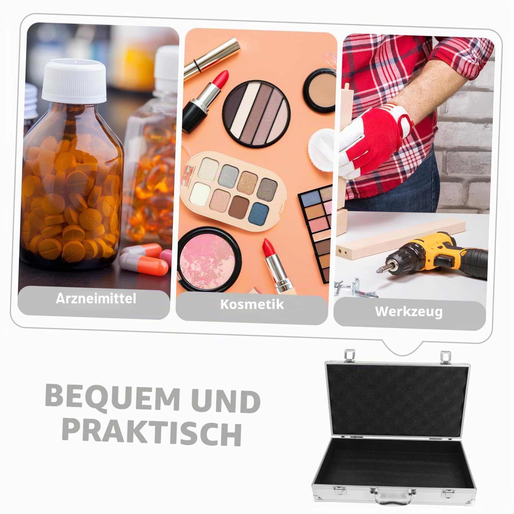 DOITOOL Aktenkoffer Aluminium Mit Schloss Aluminium-Aktenkoffer Für Männer Oder Metall-Hartschalenkoffer Mit Schaumstoff Für Reisegepäck Handwerker Reisekasse (14 1 X 7 8 9