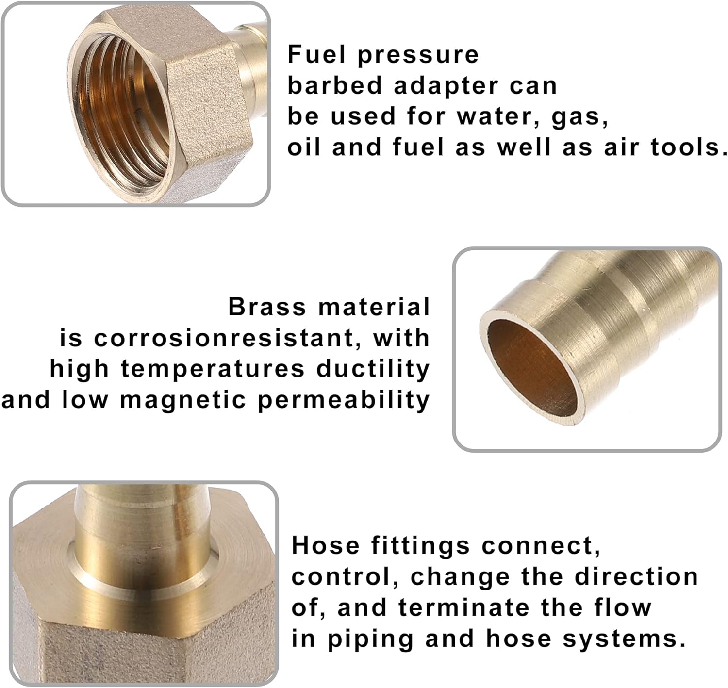 X AUTOHAUX 2 Pcs 12mm Outer Diameter Barbed to 1/2" BSP Hose Barb Tail Female Thread Adapter Brass Hose Socket Compression Fittings