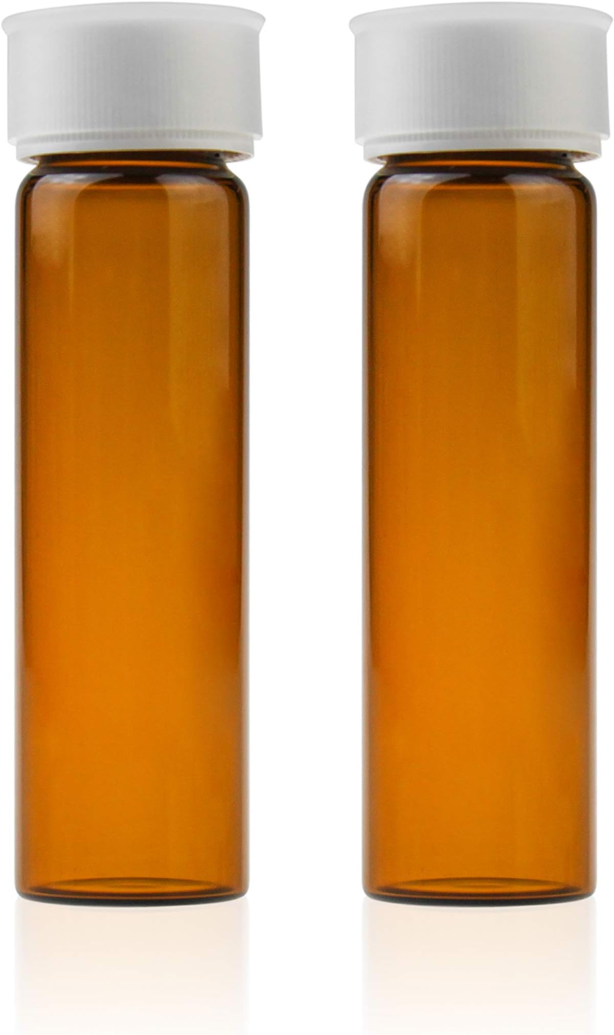 ALWSCI Borosilicate Amber Glass 40 ML EPA TOC Screw Neck Vial with White PP Screw Cap, Center Hole, PTFE Silicone Liner, Ultra-Clean, Case of 72