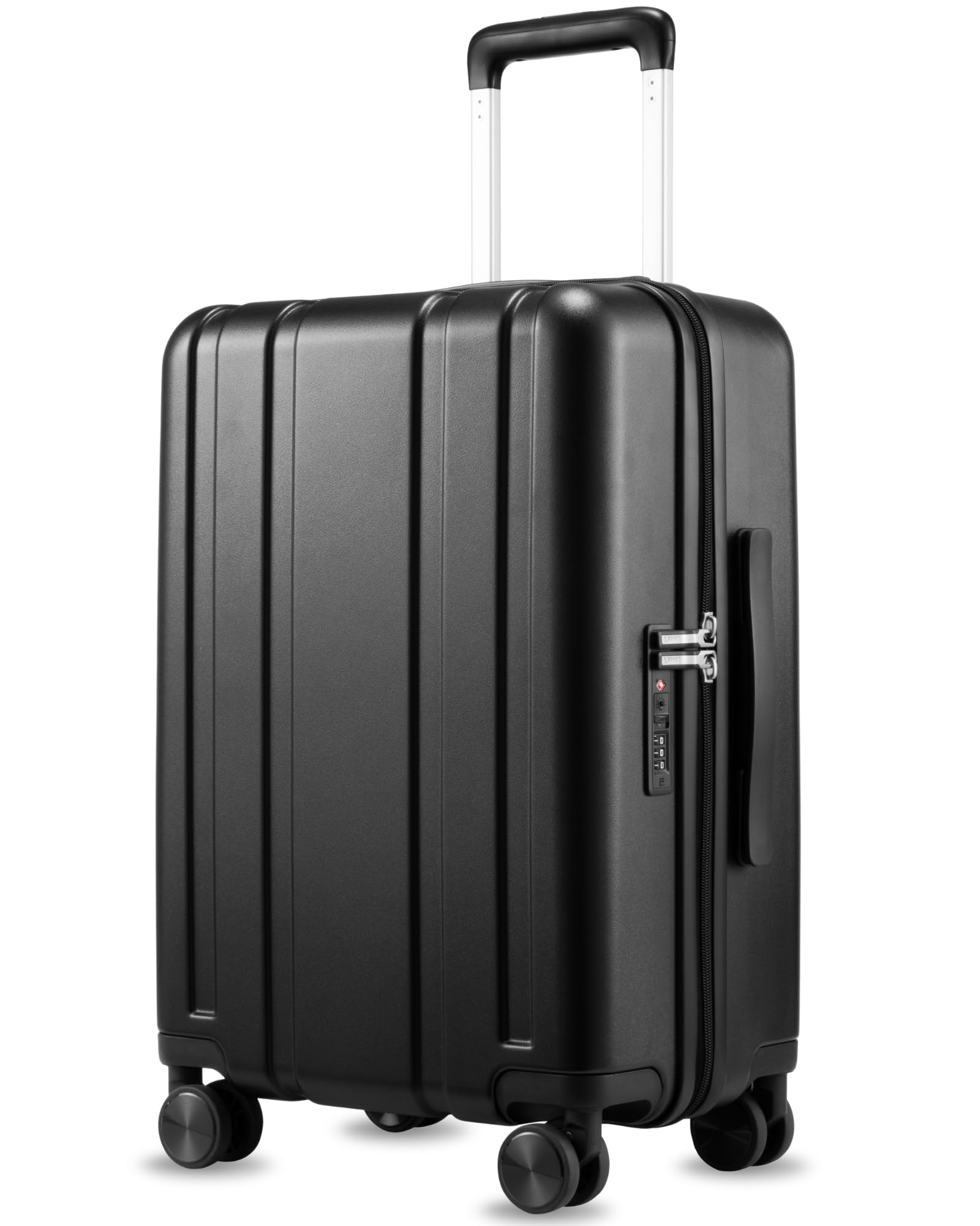 LUGGEX Carry On Luggage 22x14x9 Airline Approved, 100% PC Hard Shell Travel Suitcase with Smooth Spinner Wheels TSA Lock, 20 Inch, Black