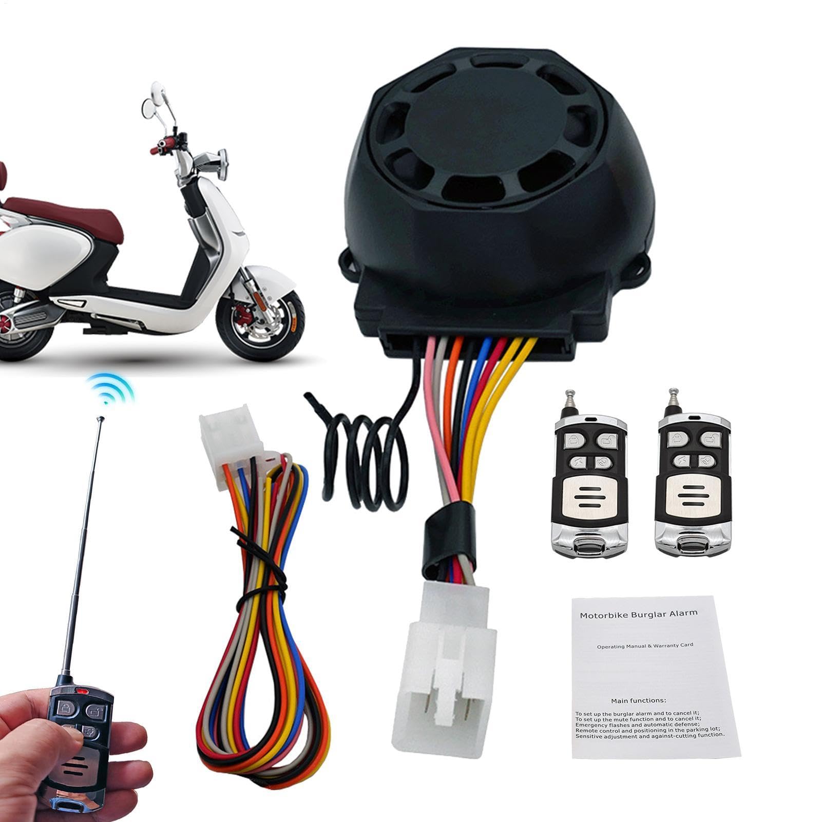 Allarme Scooter Allarme Sicurezza Impermeabile Veicoli | Allarmi Antifurto con Telecomando per Bici, E-Bike, Monopattini Elettrici, Scooter per la Sicurezza in Bicicletta