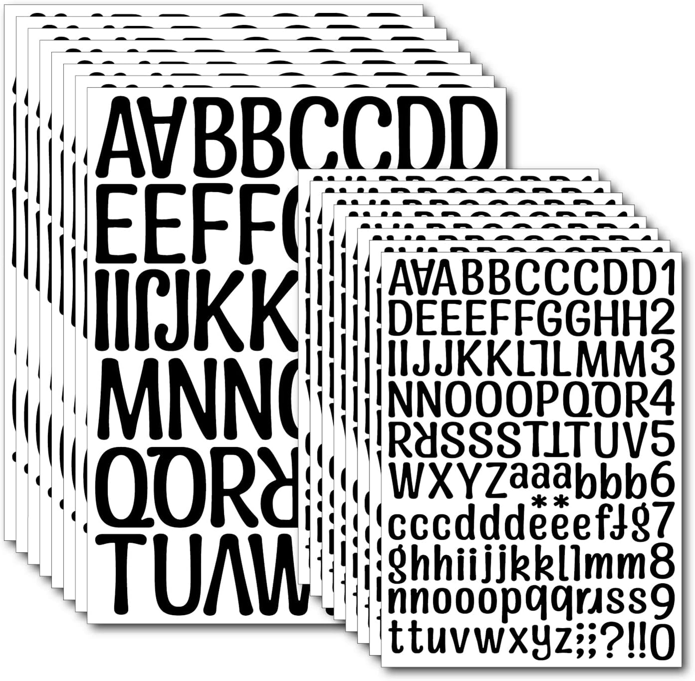 Letter Stickers 8 sheets 1inch & 8 sheets 2 inch Vinyl Self