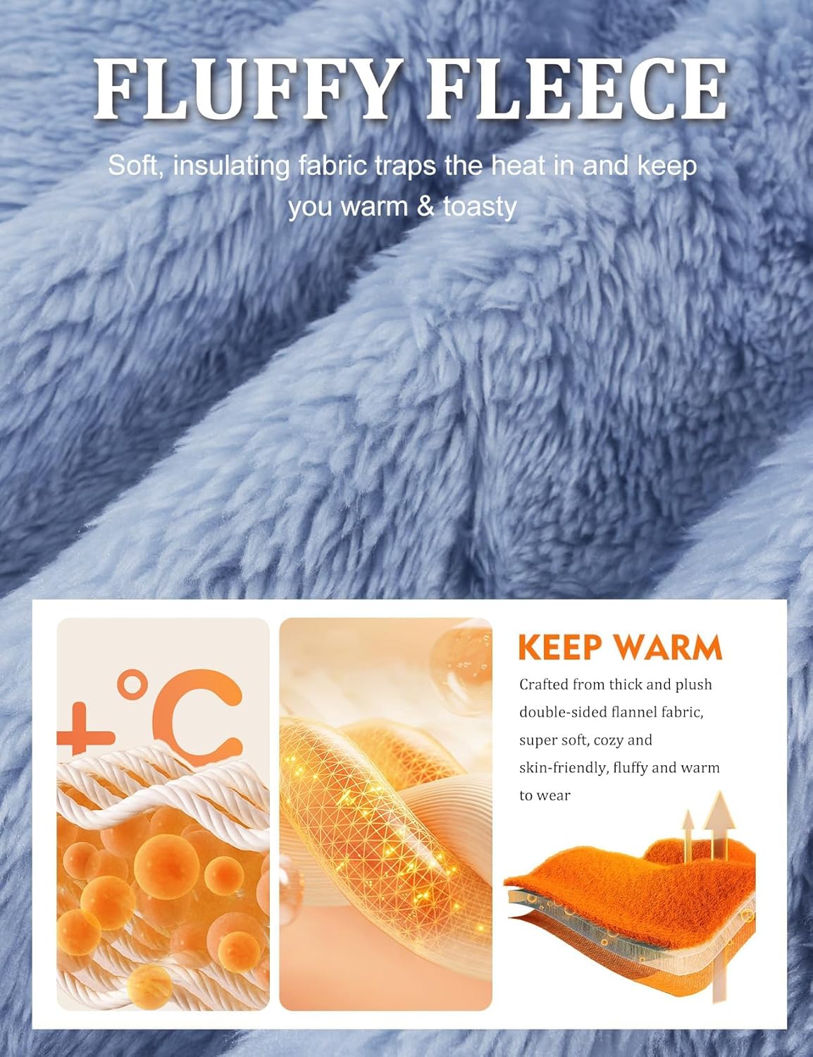 Flygo Women's Fluffy Pajamas Sets Fleece Loungewear Pullover Bear Ear Fuzzy Hoodie Plush Pants 2 Piece Sleepwear with Pockets - Image 7