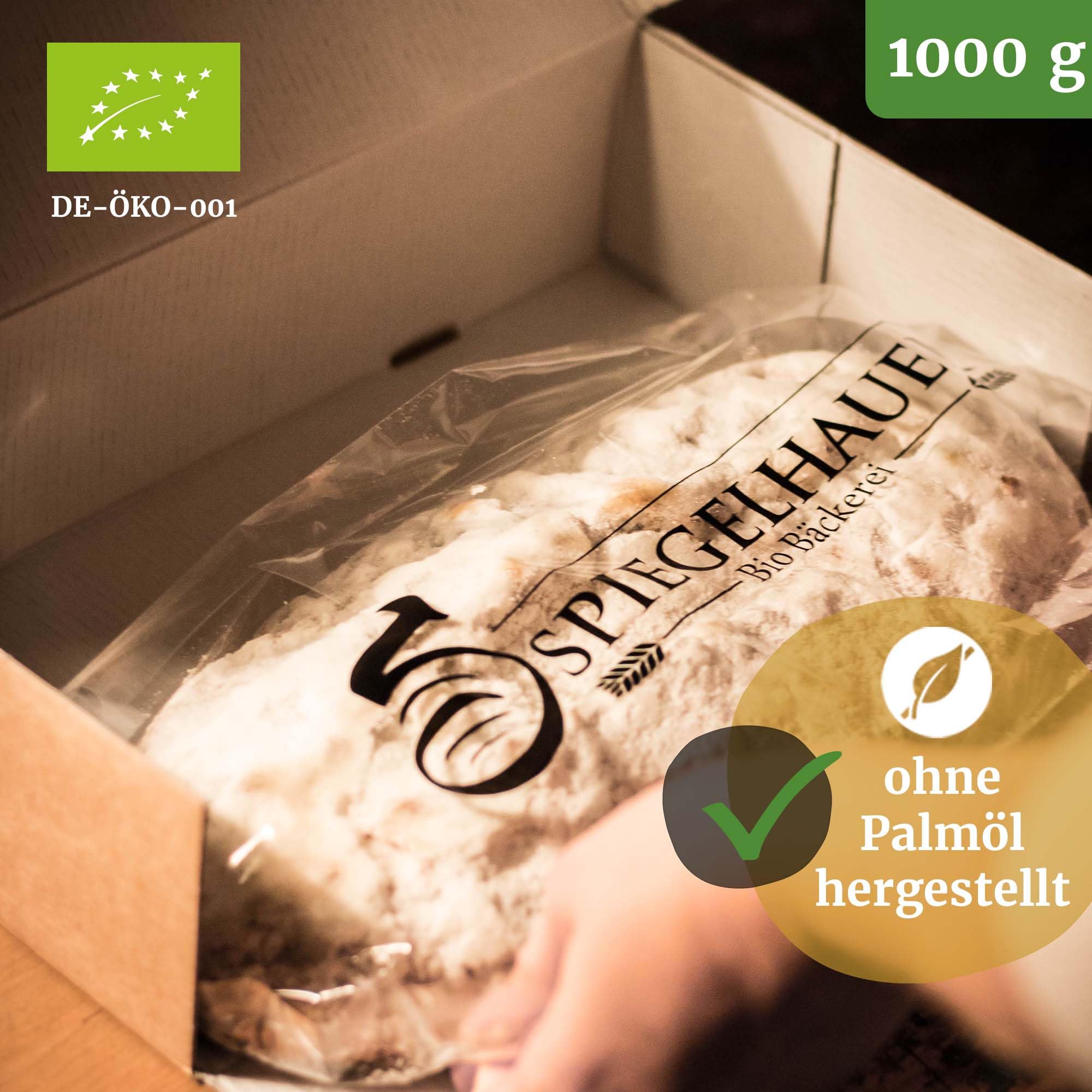 Bäckerei Spiegelhauer Christstollen Bio Stollen 1 kg aus Sachsen Stollen im Präsentkarton ohne Palmöl Stolle