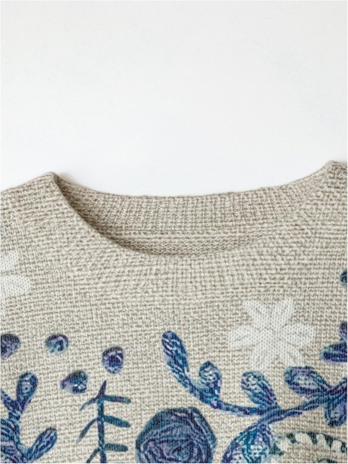 Women's Plus Size Floral Pullover Sweaters Crewneck Long Sleeve Loose Jumper Knit Fall Tops - Image 5