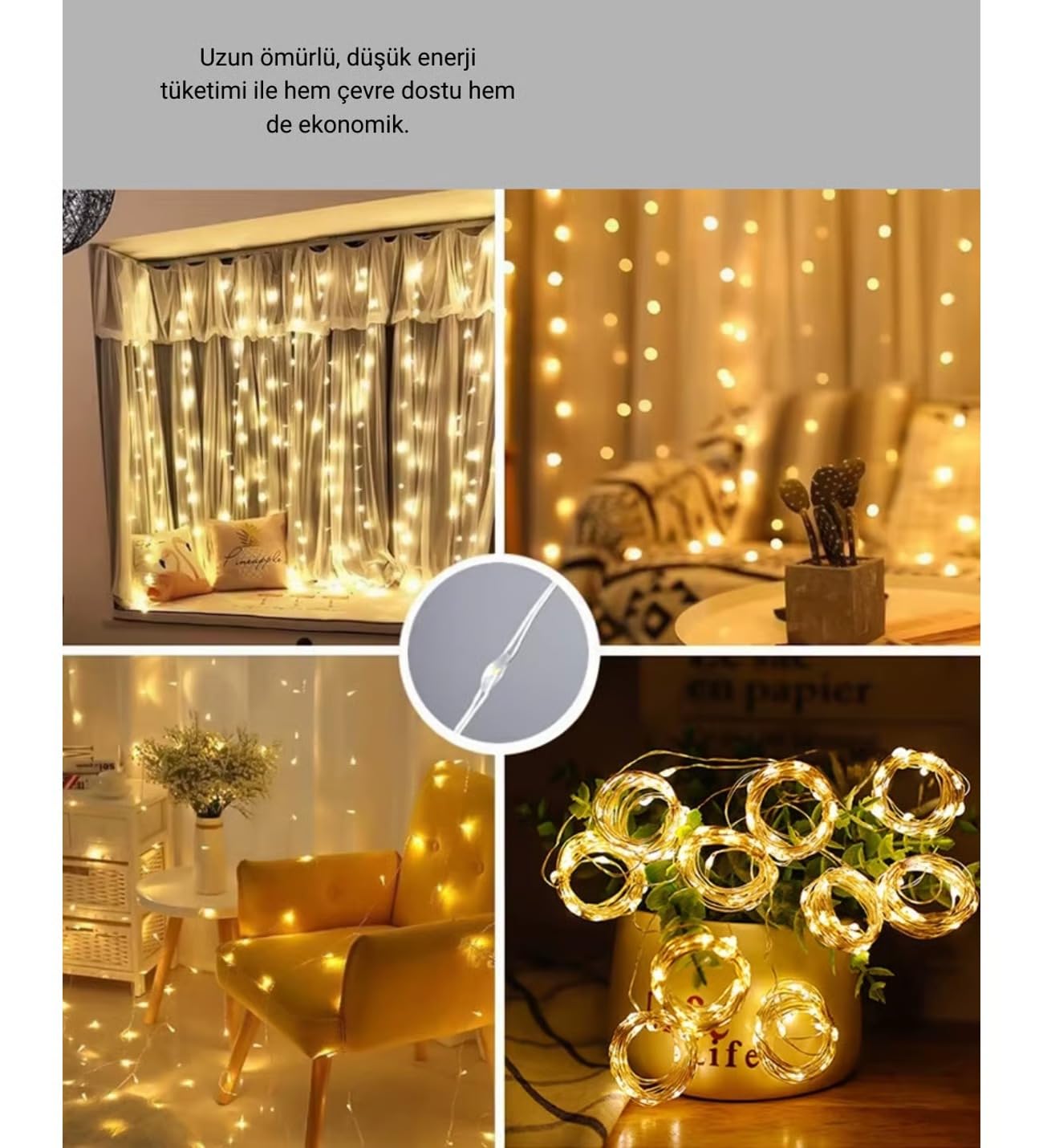 3x3 Metre Perde Led Işık, 300 Ledli 10 Sarkıtlı Dekoratif Peri Led, Uzaktan Kumandalı ve 8 Fonksiyonlu, USB Girişli Günışığı (Sarı) Duvar ve Perde Aydınlatması