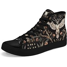 Womens Mens Vintage Floral High Top Canvas Sneakers Dark Style Cottagecore Lace-Up Casual Shoes Fashion Streetwear Sneakers