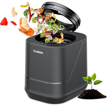 Electric Kitchen Composter 4L Smart Kitchen Compost Bin 3 modes low odour quiet self-cleaning reduces food waste by 90% turns kitchen residue into fertiliser black