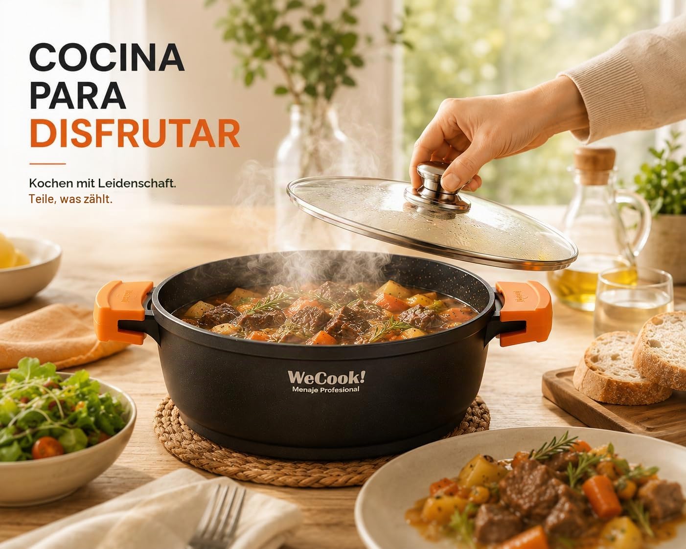 CAST ALUMINIUM POT WITH LID ECOCHEF 32 cm.