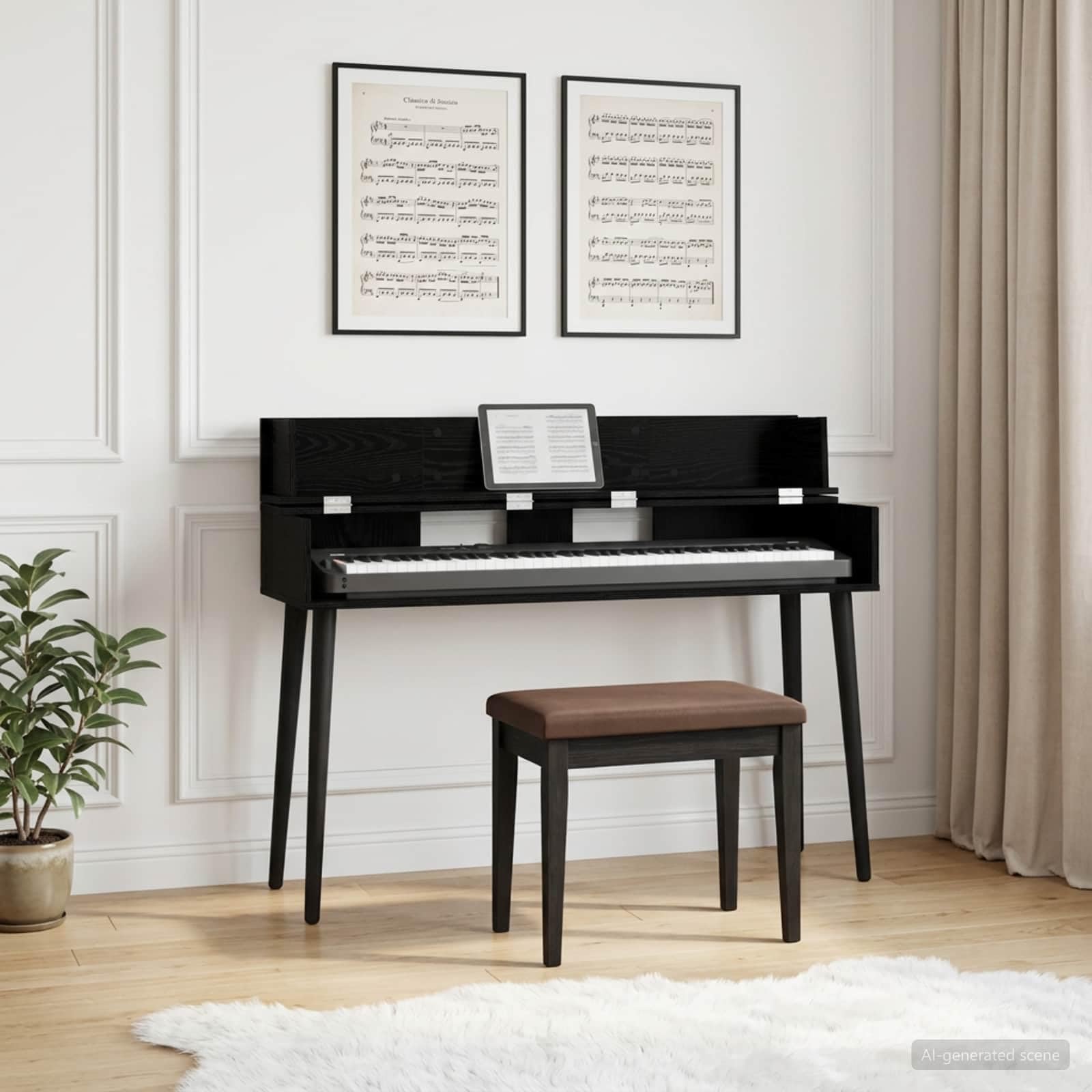 vidaXL Bureau de Studio Chêne Noir 152 x 40 x 19,5 cm, Bureau Moderne rectangulaire pour la Musique, l'enregistrement, et Les espaces créatifs, en Bois, Pratique