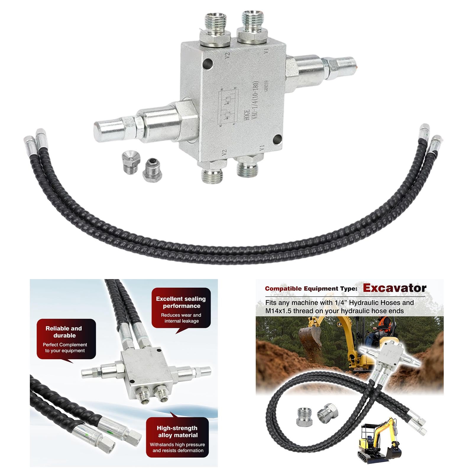 Kit Valvola di Smorzamento per Miniescavatore, Ricambi, Accessorio, Tubo Idraulico da 1/4", Accessorio Robusto