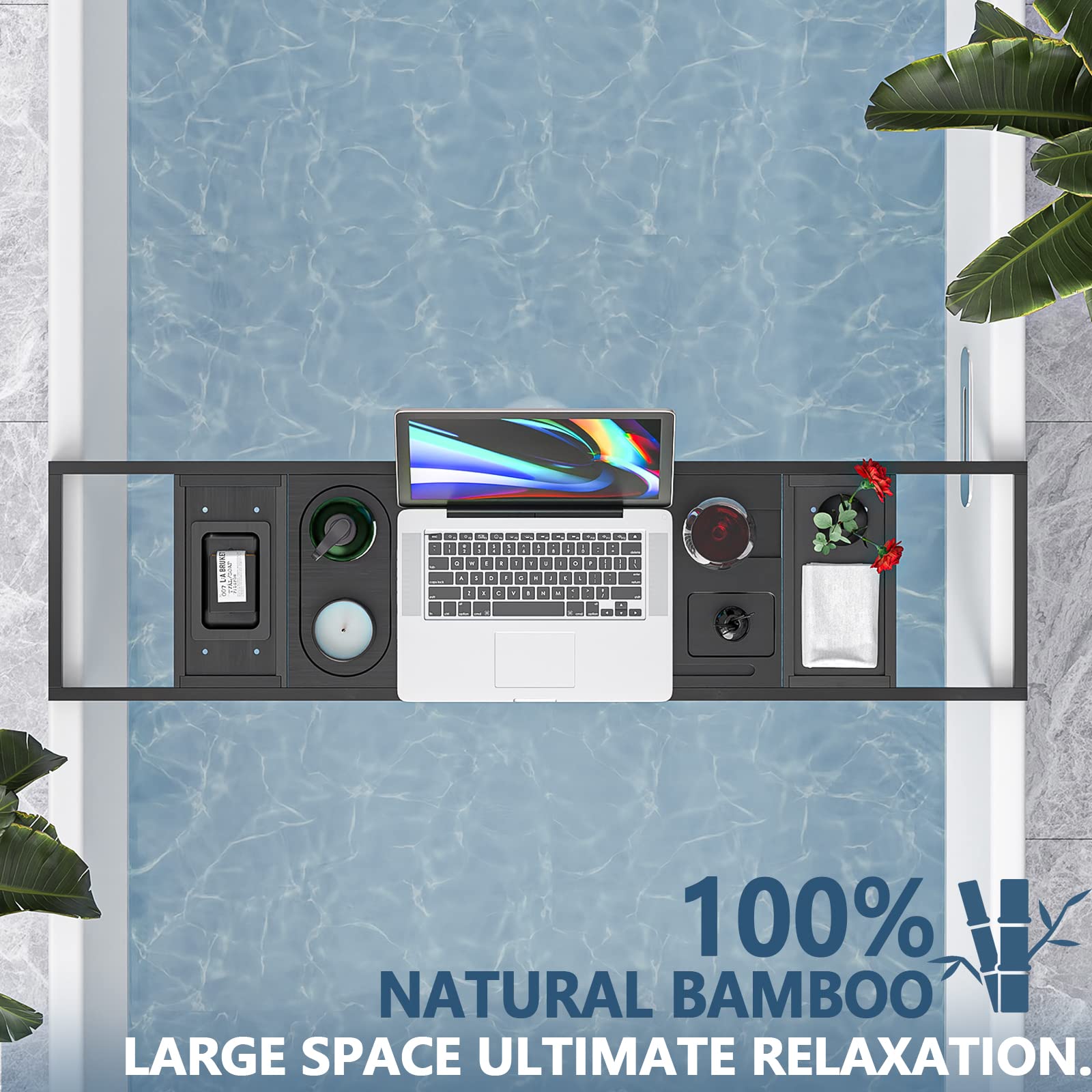 Bamboo Bathtub Tray Caddy - Relax & Rejuvenate -4