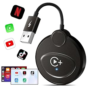 Adattatore CarPlay Wireless con YouTube, Netflix e Tiktok per iPhone, Dongle per CarPlay Cablato in Fabbrica a Wireless, Connessione Automatica per Auto Successive al 2016