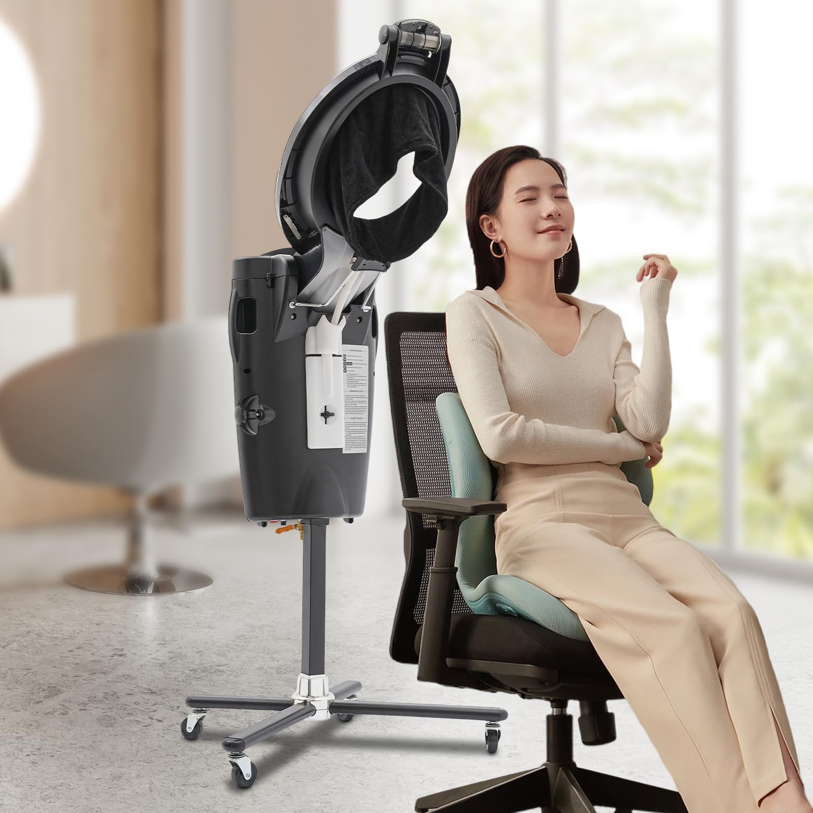 700W Professional Salon Hair Steamer, Multi-Functional Corded Electric Hair Steamer for Coloring, Rolling Stand Color Beauty Salon Spa Equipment Professional, with Wheels