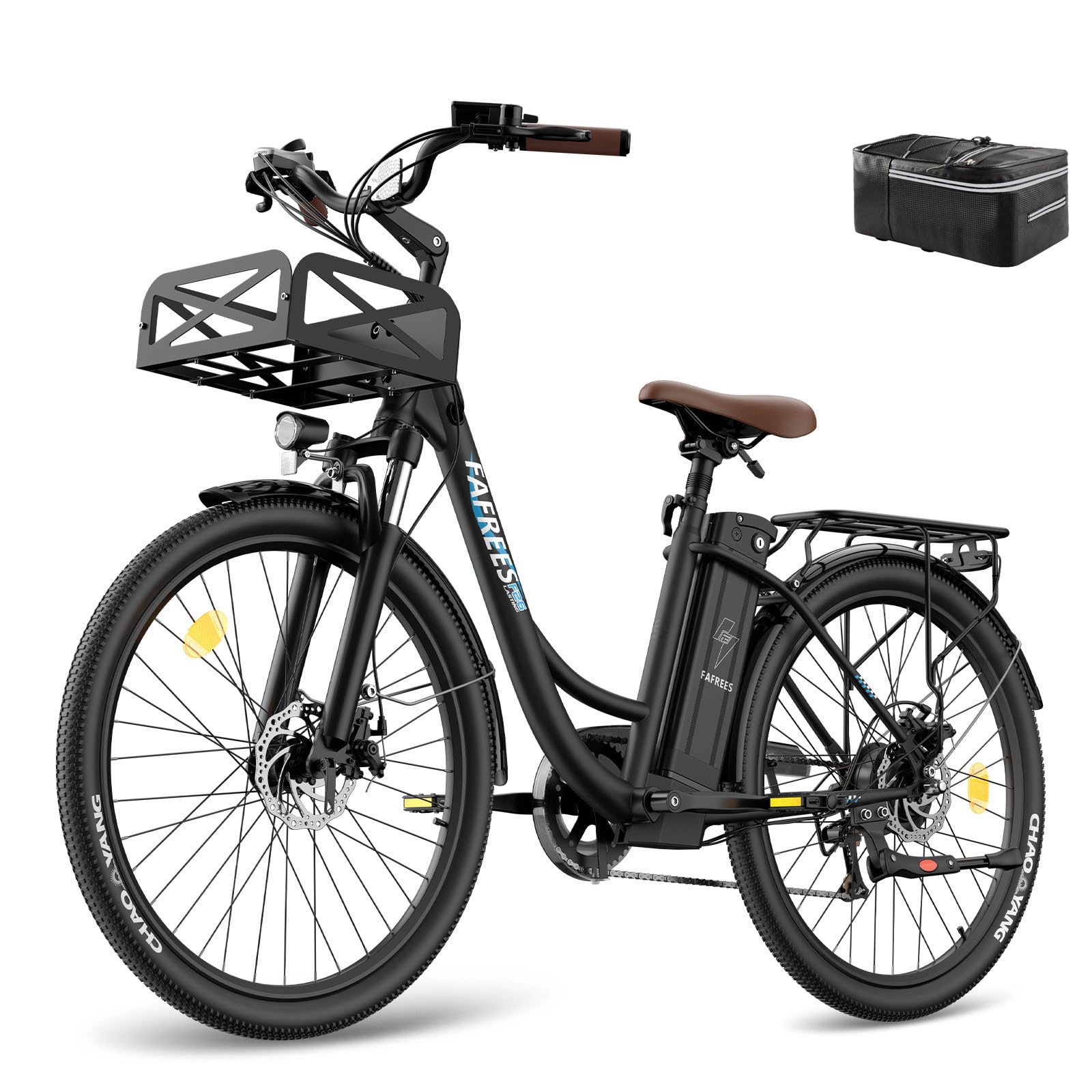Fafrees F26 Lasting Bicicleta Eléctrica, Bicicleta Urbana eléctrica de 26 Pulgadas, Bicieléctrica de 250W/20,3Ah, Cesta Delantera, Bicic Eléctrica para Adultos, Alcance 160KM