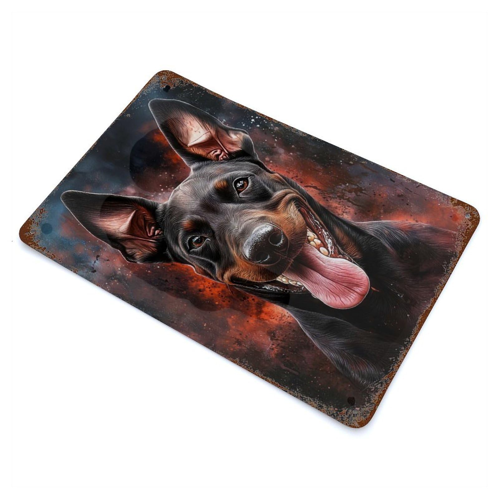 Funny Doberman Portrait Retro Metal Sign 11.8"x7.9", Vintage Wall Decor for Garage, Pub Or Kitchen