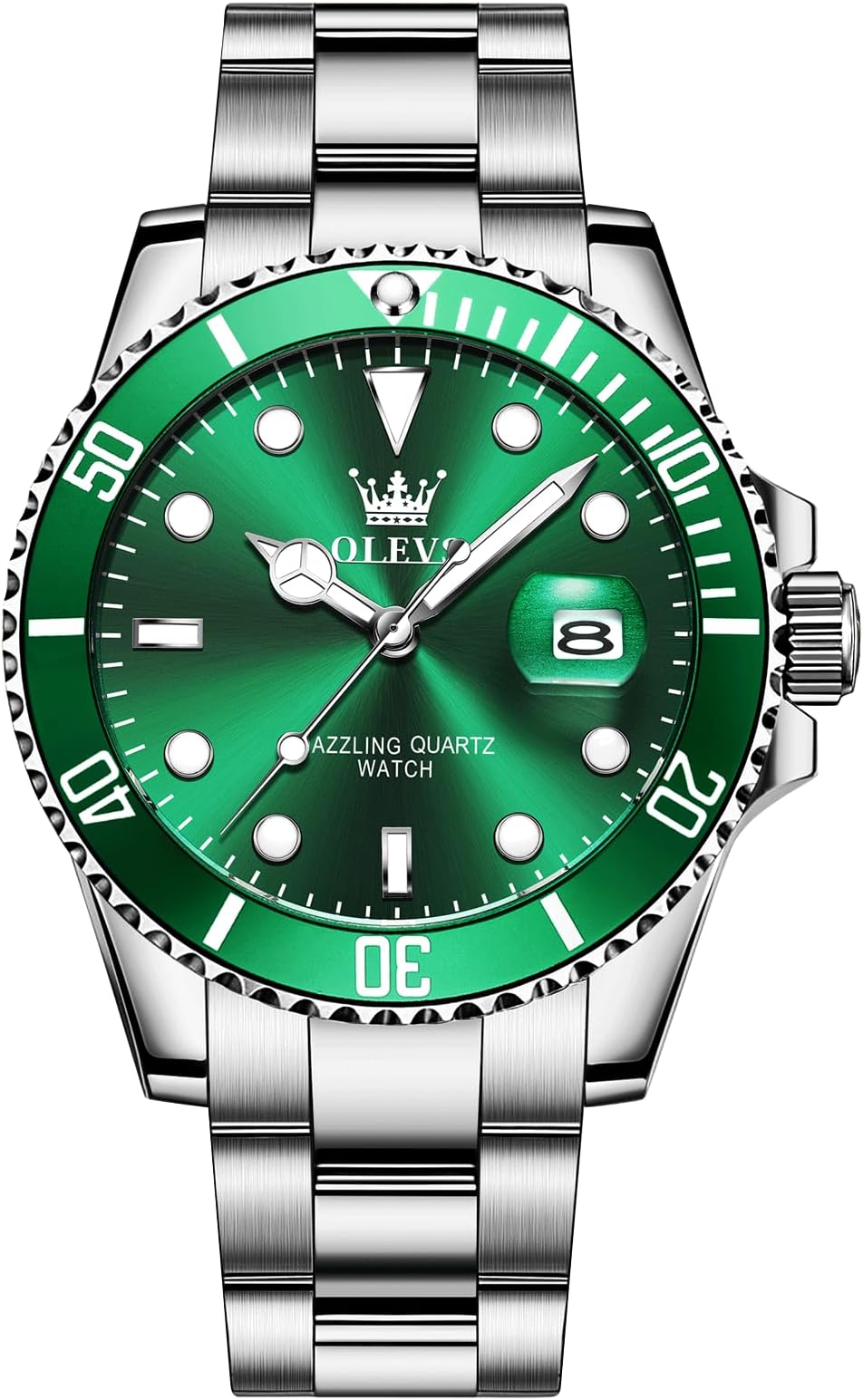 Men's Stainless Steel Watch, Big Face Easy to Read Analog Quartz Dress Watches, Classic Rotating Bezel Waterproof Luminous Hands Date Mens Wristwatch