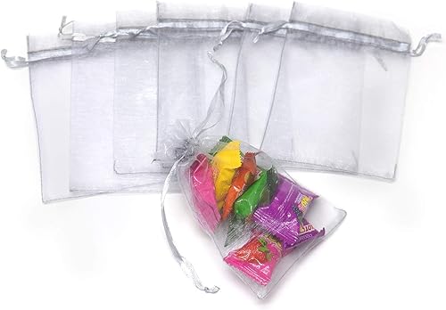 Miniatura 386 de Dealglad 100pcs Drawstring Organza bolsas de joyería caramelo para fiestas, casamientos, regalos Negro