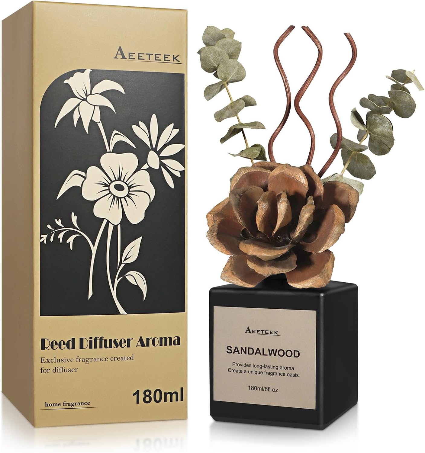 Amazon.com: Aeeteek Reed Diffuser Set, Sandalwood & Cedarwood Scented ...