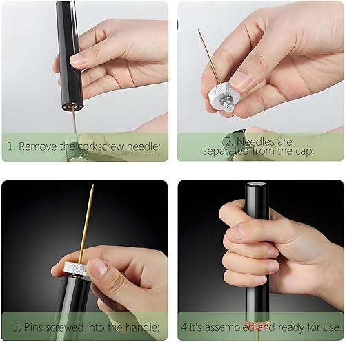 Miniatura 19 de Mini juego de abridor de vino Bomba de presión de aire de bolsillo portátil de viaje con aireador, cortador de papel de aluminio y tapón al vacío