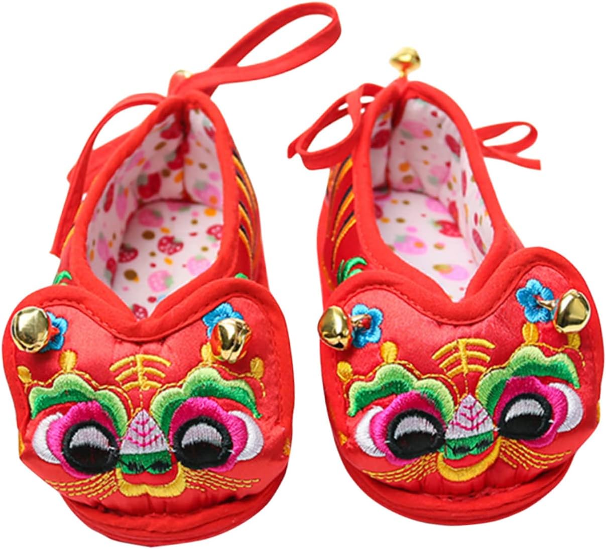 Kisangel 1 Pair Baby Tiger Head Shoes Baby Embroidered Shoes Animal Asian Sock Hanfu Costume Accessories Chinese New Year boy Girl Shoes Child Silk Toddler