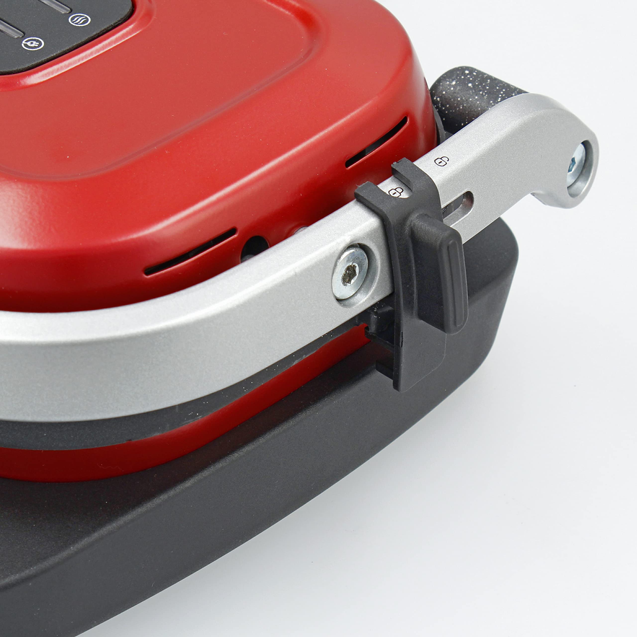 TM Electron TMPGR003RED grill eléctrico estilo retro, calentamiento rápido, revestimiento antiadherente de 5 capas, control de altura y temperatura, bandeja de residuos extraíble, 1300W
