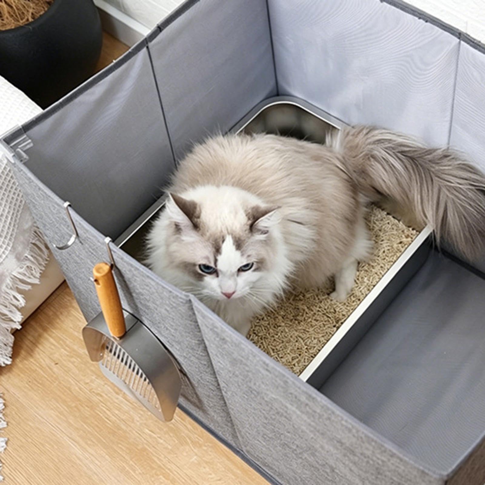 Enclos pour bac à litière Enclos Avec Un Dessus Ouvert Et Des Parois Hautes | Pare-Éclaboussures Pour Bac Litière Chat Pour Maison, Salon, Coin, Appartement, Balcon, Garage Et En Intérieur