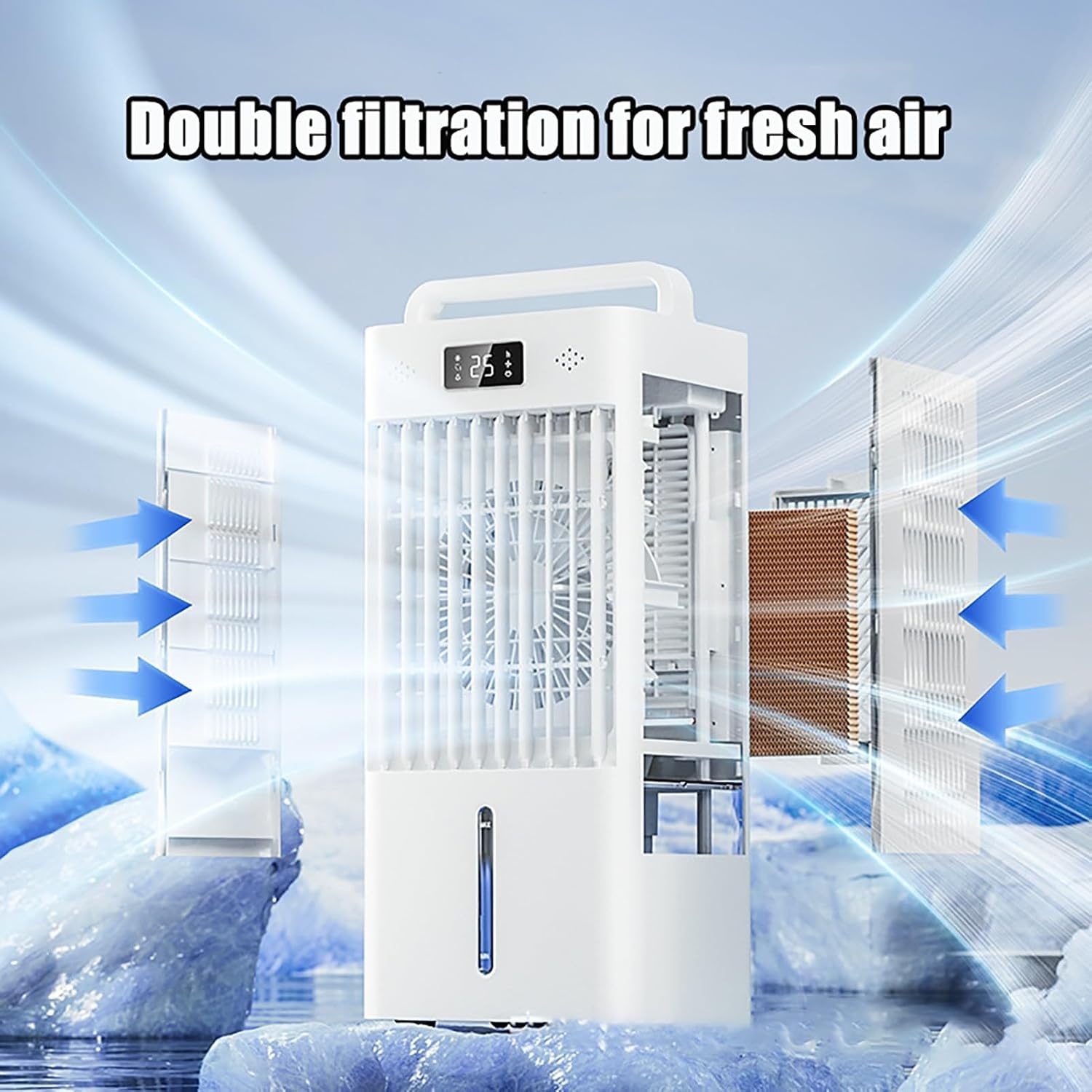 Unidad de aire acondicionado portátil 8100, baja energía con kit de instalación, temporizador, pantalla digital, ventilador de refrigeración 4 en 1 para el hogar, oficina, habitación