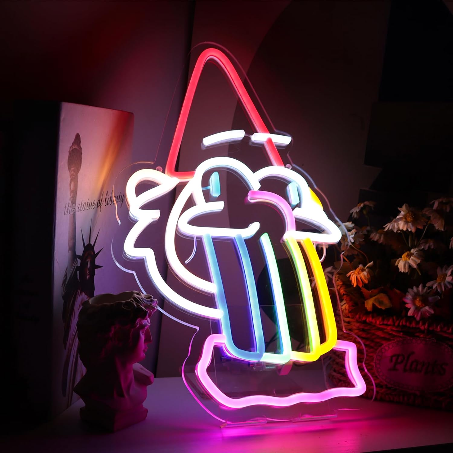 Gravty Led Neon Fall Sign Rainbow Carson Neon Gnome Decor Anime Room Decorate Wall Decor USB Powered Gamer Gifts for Teens Boys Kids