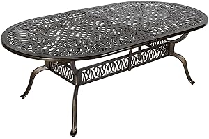 MEETWARM Oval Outdoor Table, 84" All Weather Cast Aluminum Large Patio Furniture