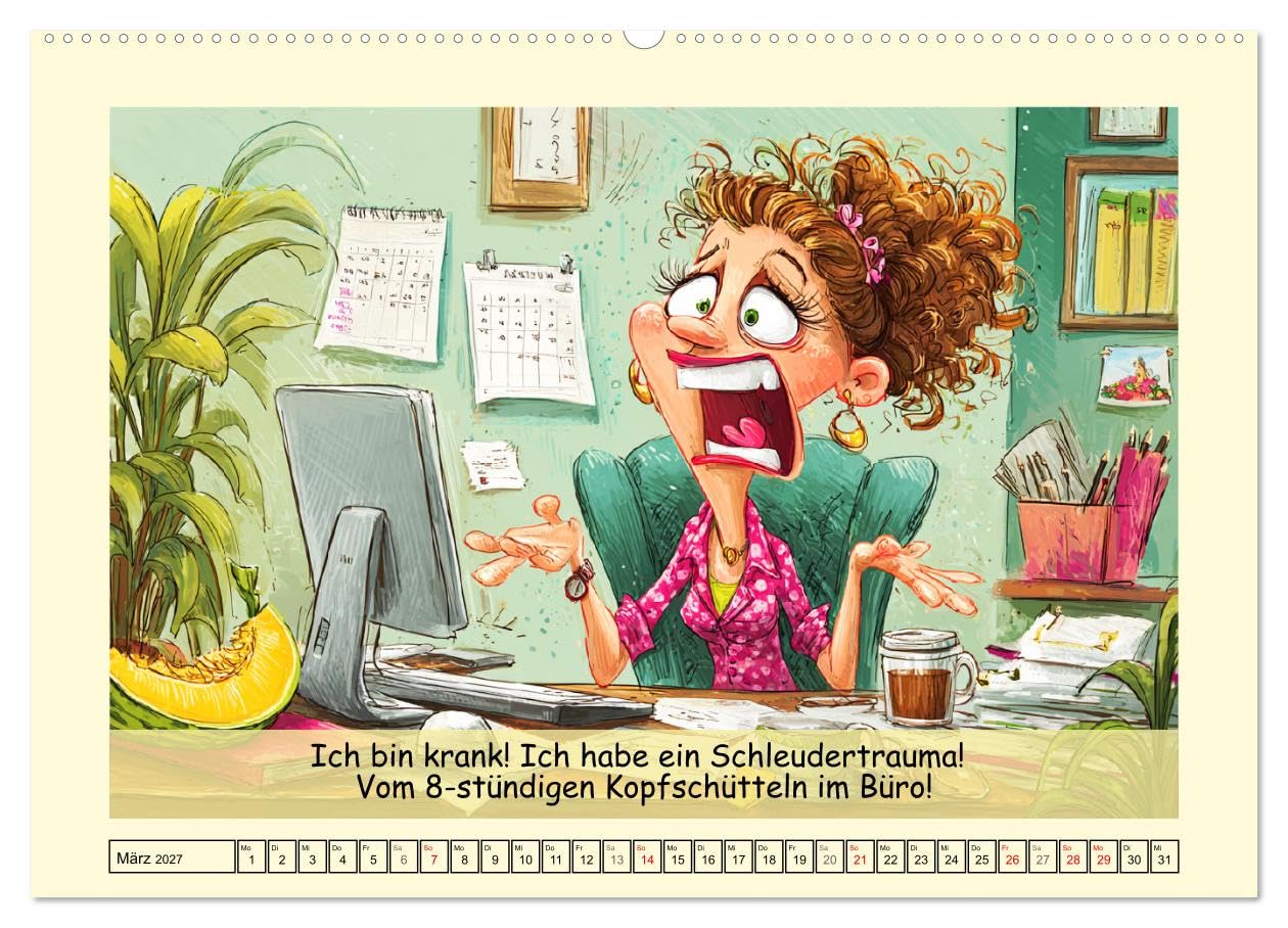 CALVENDO - Büroalarm. Cartoons für alle, die trotzdem weitermachen (Wandkalender 2027 DIN A2 quer), Monatskalender: Ein witziger Cartoon-Kalender für alle, die im Büro durchhalten müssen