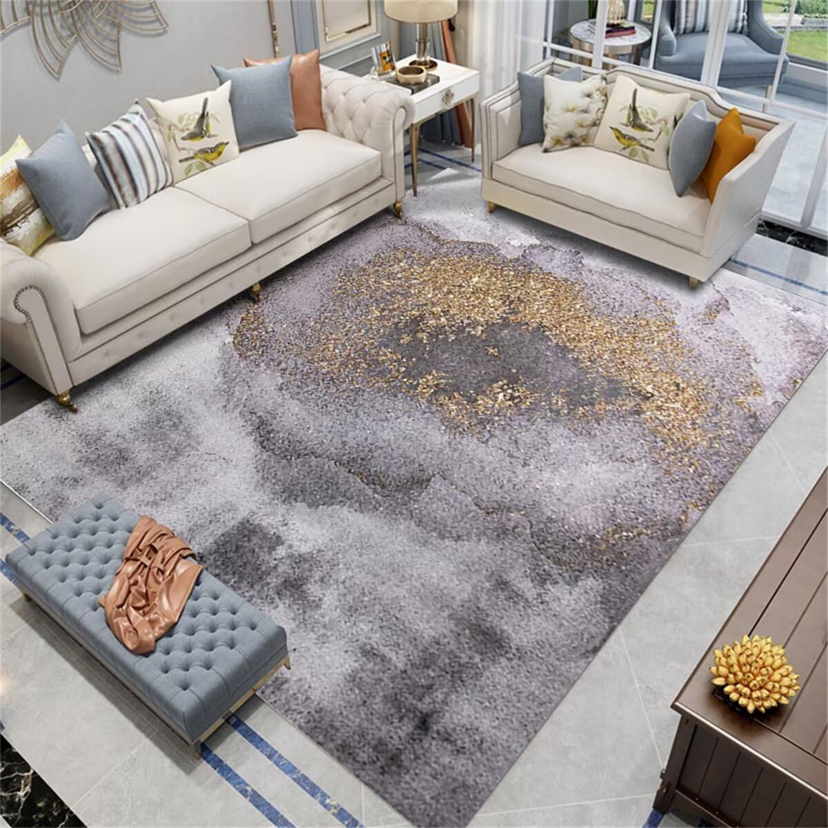 Tapis de salon gris 80x200cm lavable et facile d'entretien pour toute la maison