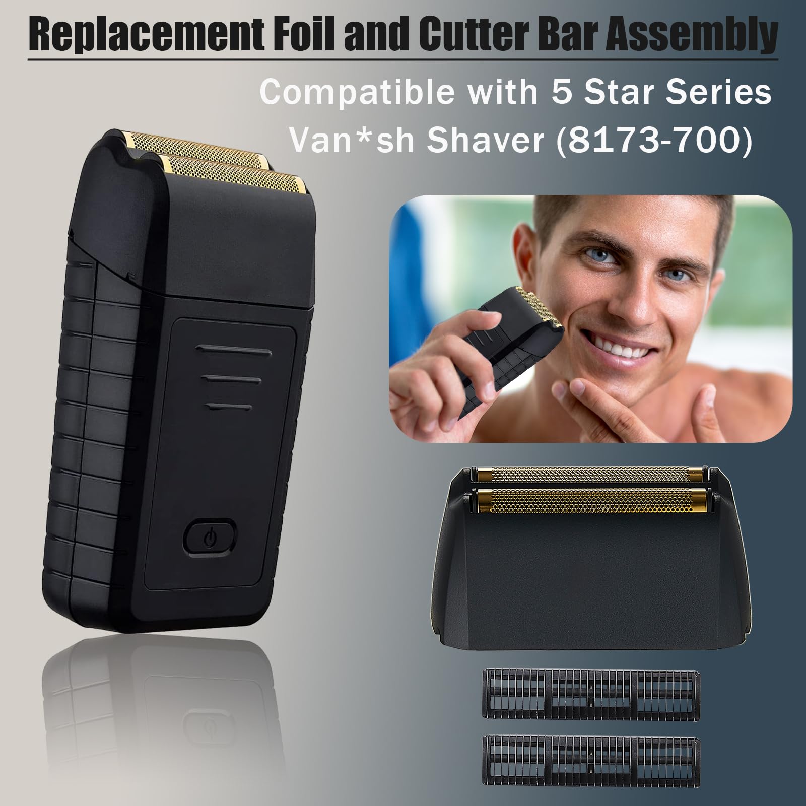 Ersatz-Rasierer und Schneidestangeneinheit mit Super-Close-Goldfolie, kompatibel mit dem Vanish-Rasierer der Wahl 5 Star Series (8173-700) (2 Stück)
