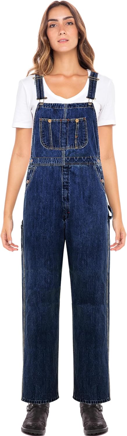 Skylinewears Women's Denim Bib Overall Dungaree Utility Pockets Denim Bib With Adjustable Straps