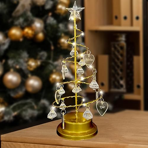 JeathFea Luz personalizada para árbol de cristal de Navidad, de metal, personalizada, 1-15 nombres de familia, foto de Christmastree, lámpara de JeathFea Luz personalizada para árbol de cristal de Navidad, de metal, personalizada, 1-15 nombres de familia, foto de Christmastree, lámpara de