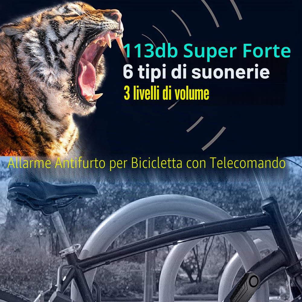 Mengshen Confezione da 3 allarmi antifurto antifurto per moto, scooter, rimorchio, bicicletta, finestra, auto, scooter elettrico, impermeabile IP65, 113 dB forte